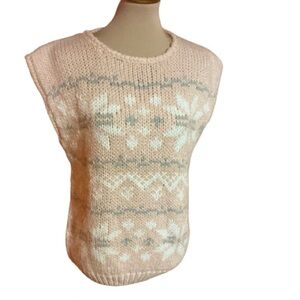 Vtg 80s Hand Knitted Sleeveless Sweater